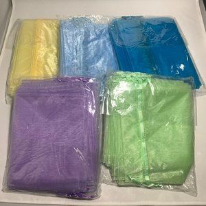 100 Pastel Organza Bag Easter Basket Large 8x14" Gift Lavender Blue Green Yellow